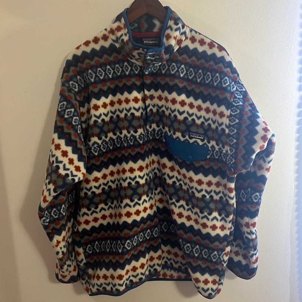 Patagonia men’s synchilla Aztec print Snap T fleece pullover